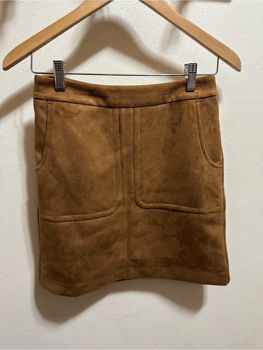 LOFT Camel Brown Faux-Suede Mini Skirt